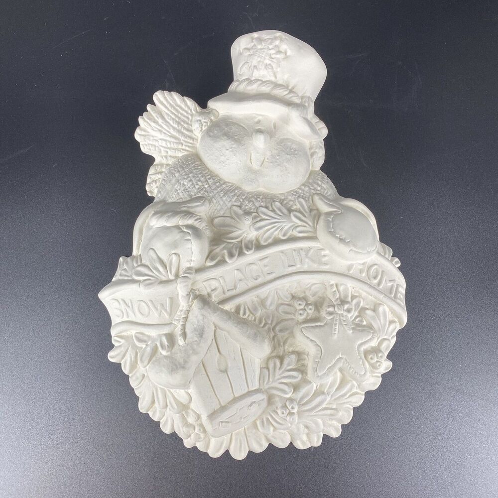 Ready to Paint Ceramic Bisque Snowman Plaque 10” Snow Place Like Home Christmas